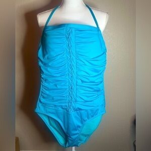 Jantzen aqua blue one piece swimsuit size 14